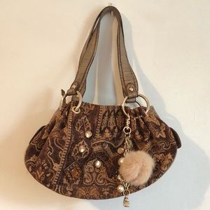Kathy Van Zeeland Brown Purse w Keychain